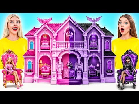 We Build Amazing Doll House Wednesday vs Enid Challenge | Tiny Build Ideas by Multi DO Girls