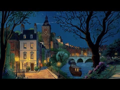 1940s Oldies Playing in Another Room 🌙 Starry River Night in the Vintage City