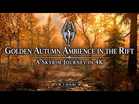 Golden Autumn in The Rift 🍂 | Skyrim Ambience in 4K | Sleep, Study & Focus | 5 Hours
