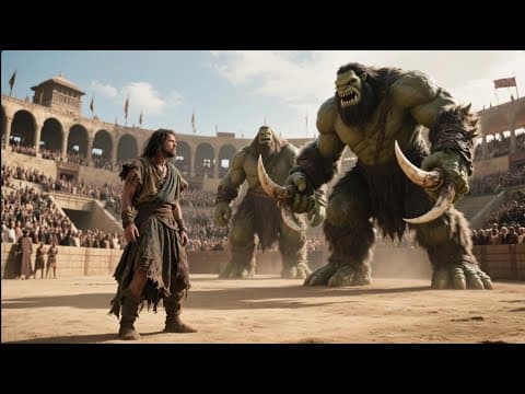 A man is forced to fight a giant, but the giant suddenly recognizes him as his master.