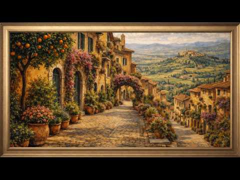 4K Mediterranean Village &amp; Sun-Drenched Hillside | 3 Hours Ambient TV Frame Art |TV Frame Decor