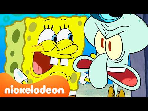 SpongeBob | 4 ORE dei momenti MIGLIORI di SpongeBob e Squiddi 🧽🦑 | Nickelodeon Italia