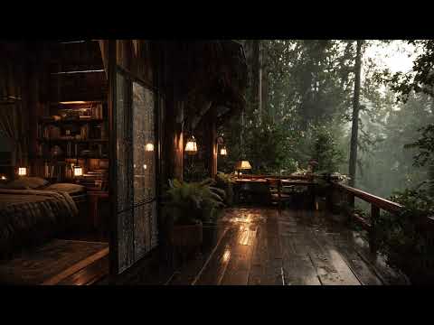 Rain Sounds in a Cozy Forest Bedroom 🌲 | No Music, Pure Sleep Sounds for Deep Sleep