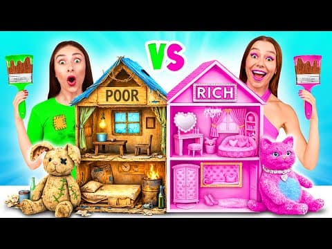 Pengubahsuaian Bilik Anak Patung Rumah Anak Patung Miskin vs Kaya | Detik Lucu